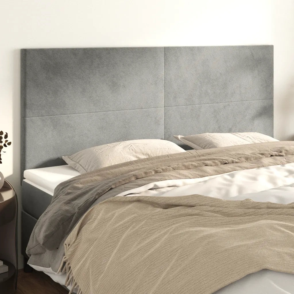 Testiera | Testata Grigio Chiaro 180x5x118/128 cm Velluto