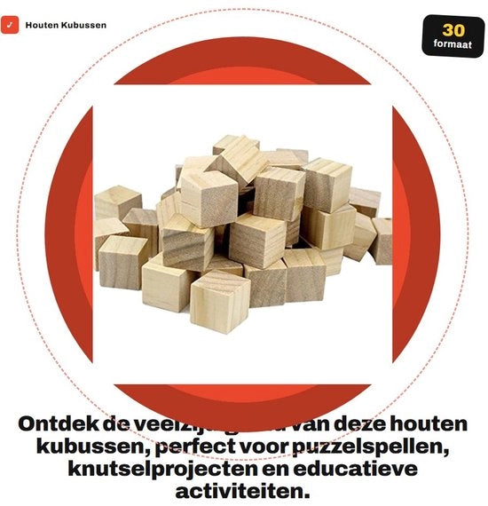 Blocco di legno per puzzle - 30 mm - Set da 24 pezzi - Per progetti DIY creativi - Per lo sviluppo delle abilità - Adatto per bambini