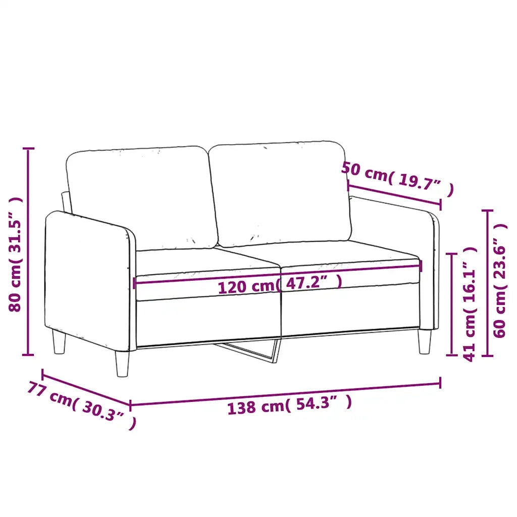 Divano a 2 Posti Blu 120 cm in Velluto 359441