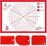 Tavolo di appoggio per impasto 70 × 50 cm - Smalto antitrasferimento in silicone - Tavolo per impasto antiscivolo - 3 Strumenti per rimuovere la pasta - Resistente a elevate temperature - Sicuro per l'alimentazione e privo di BPA - Contenitore per impasto