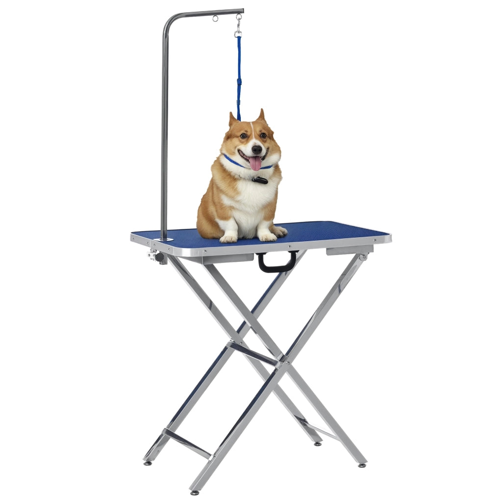 Tavolo da Toelettatura per Animali Domestici ¨C Minimal ¨C Blu 72x45x74-81 cm
