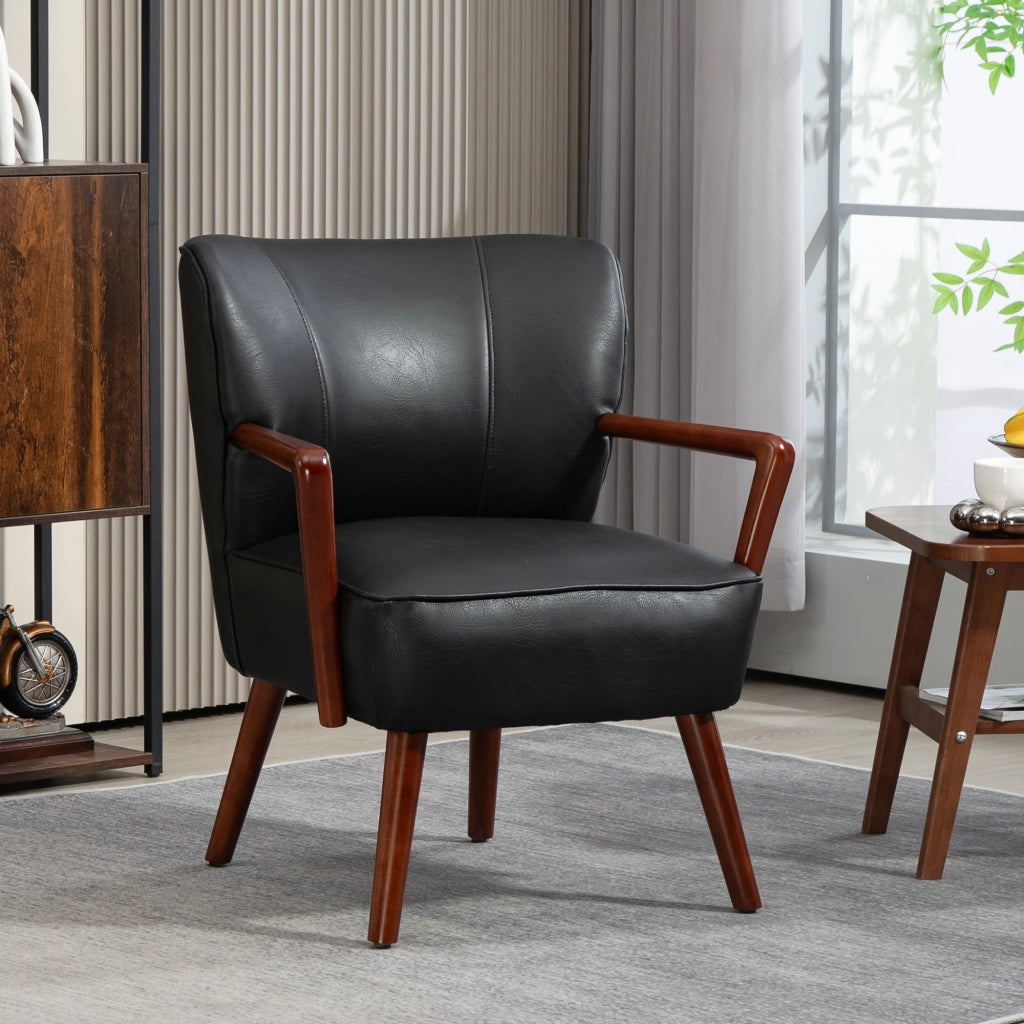 Poltrona ¨C Zephmum ¨C Pelle, Legno, 67x77x80 cm, Nero
