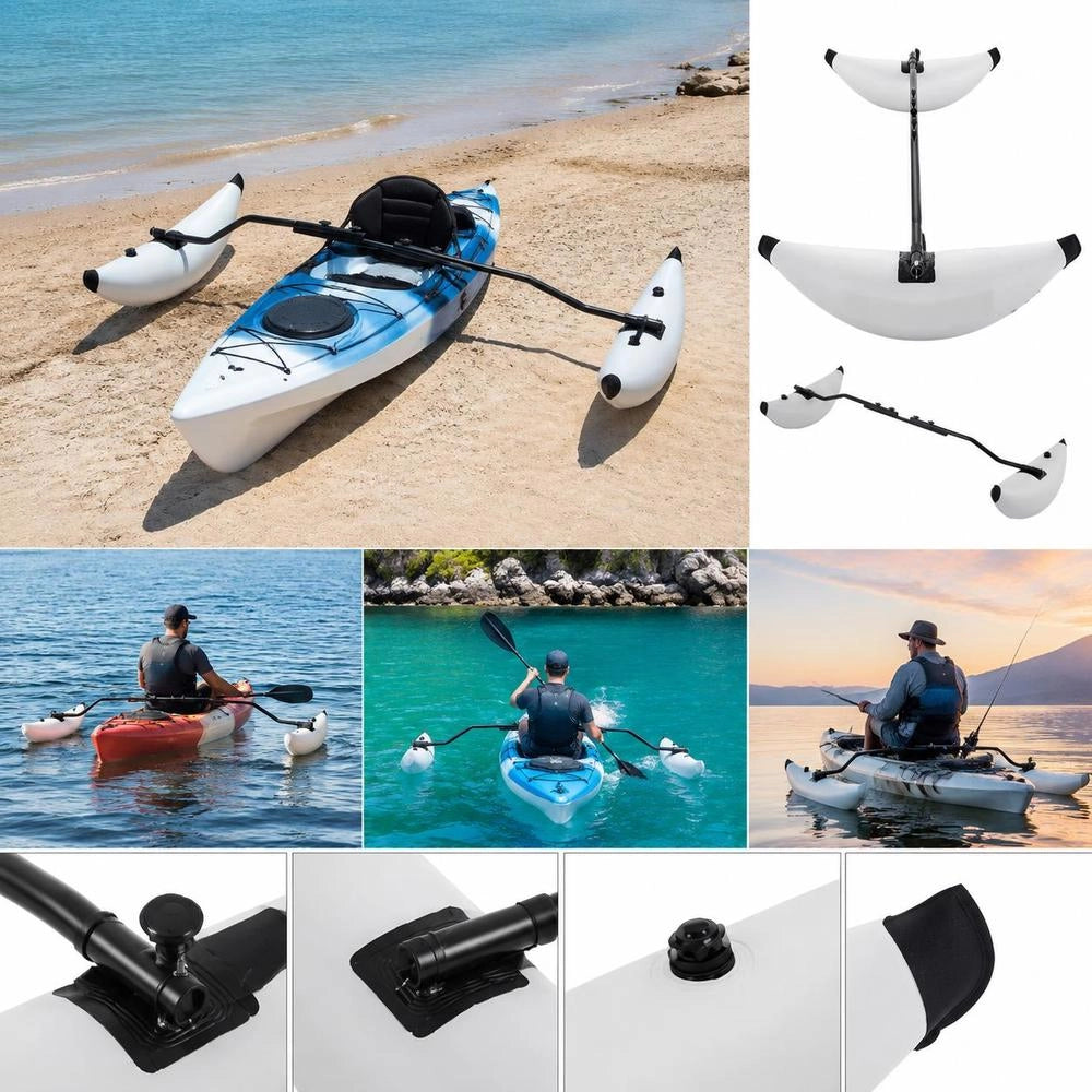 Kayak Outrigger Stabilizer 2.1 - 2.4 M Adjustable Length Paddle Boat, 36 Cm Wide Float Stabilizer Set, 2 Pieces Whitewater Kayak, PVC Float Balancing Accessory For Inflatable Canoes