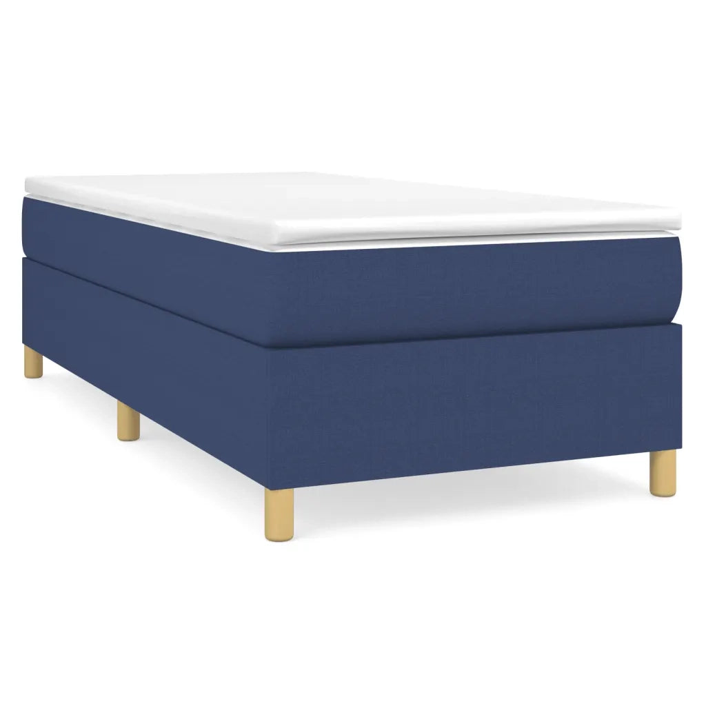 Letto singolo | Letto per adulti | Giroletto a Molle con Materasso Blu 90x190 cm in Tessuto