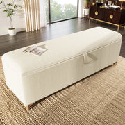 Banquette letto con spazio di archiviazione - Xylo - 175 x 38 cm - Beige vellutato - Rialzo idraulico per camera, soggiorno e corridoio
