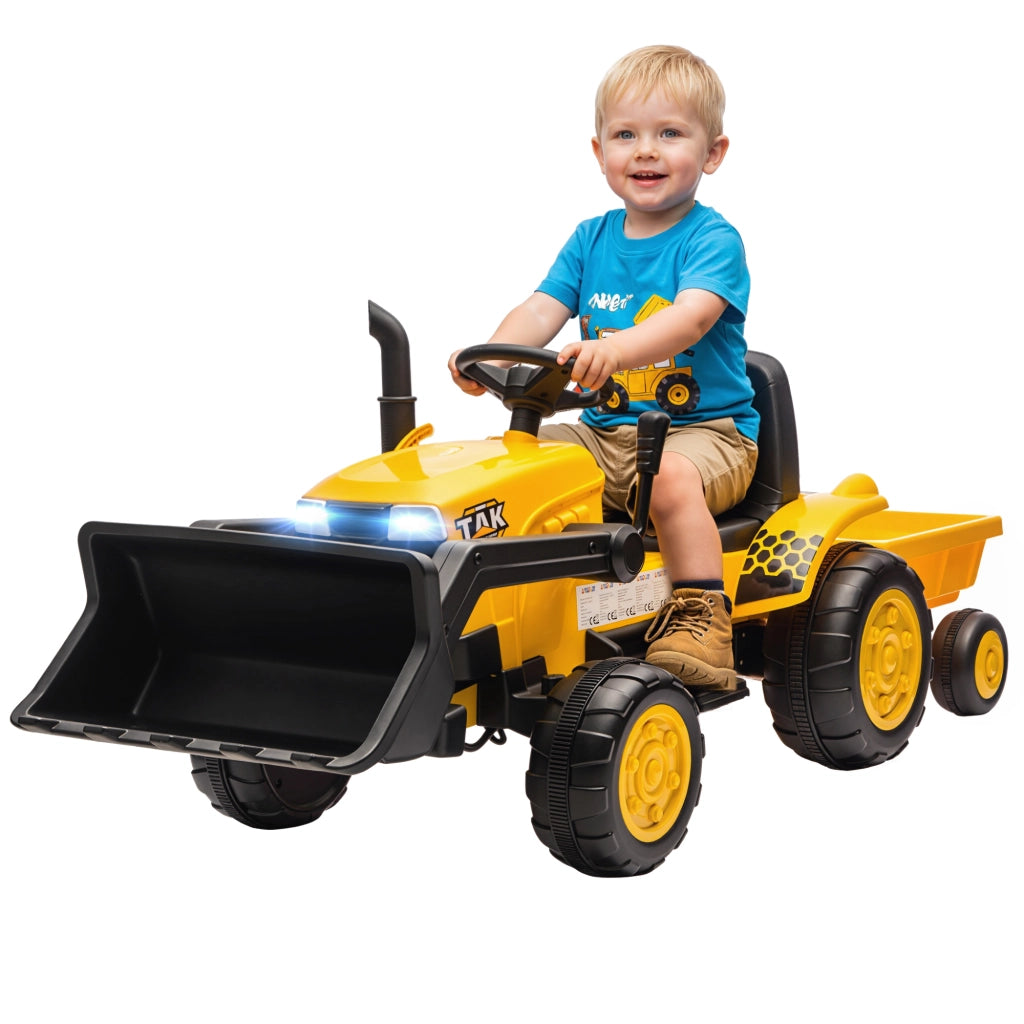 Escavatore Elettrico per Bambini 12V ¨C Xylo ¨C Giallo con Benna e Rimorchio