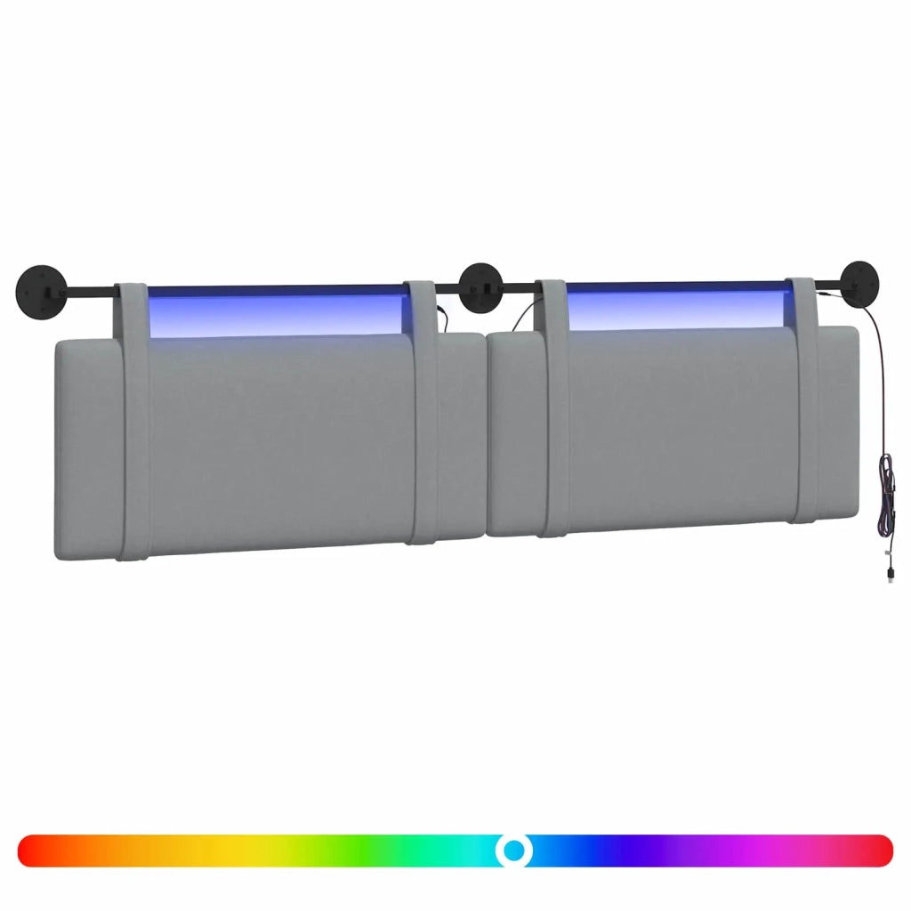 Testiera sospesa Con luce LED Grigio Chiaro Tessuto 3423997