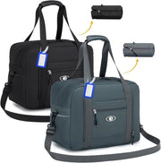 Borse da viaggio ripiegabili - 2 pezzi - Nero/Grigio - Nylon - 40x30x20
