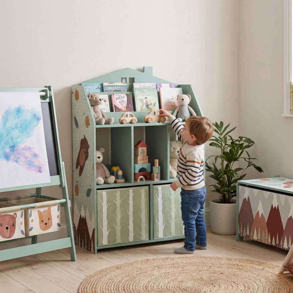 Scaffale per giocattoli bambini con cassetti ¨C Minimal ¨C verde