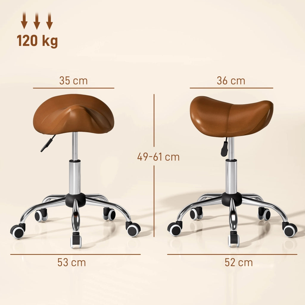 Sgabello ergonomico con rotelle e altezza regolabile ¨C Minimal ¨C Marrone 52x53x49-61cm