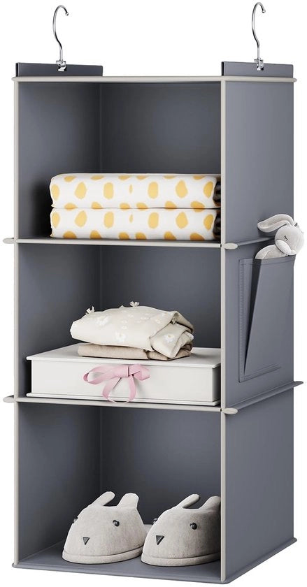 Sistema di Organizzazione per Armadio con 3 Pannelli Amovibili - Organizzatore di Cassetto - Pannelli di Supporto Appesi - Organizzatore di Abiti - Soluzione di Ripostiglio - Chiusura con Cinturino di Gomma Resistente