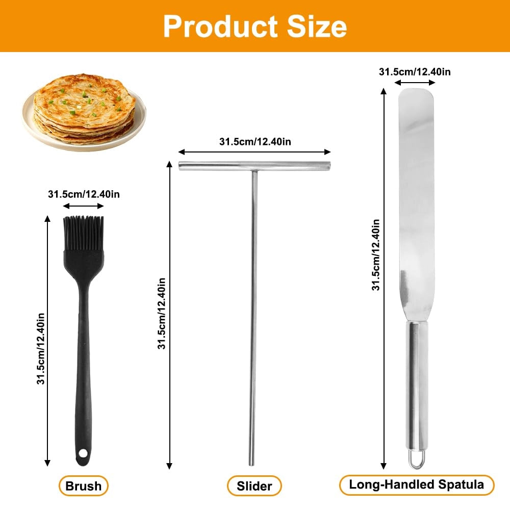 Set di 3 utensili in acciaio inossidabile per la preparazione di crêpes