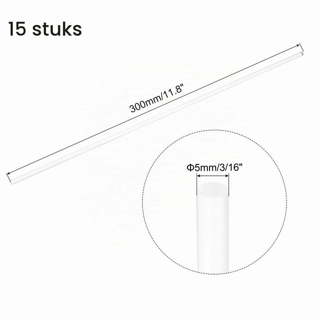 15 aste in acrilico rotonde, 5 mm x 300 mm, trasparenti, per progetti fai-da-te