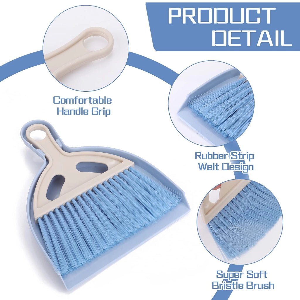 Set di mini scopa e paletta, colore blu, composto da 2 pezzi
