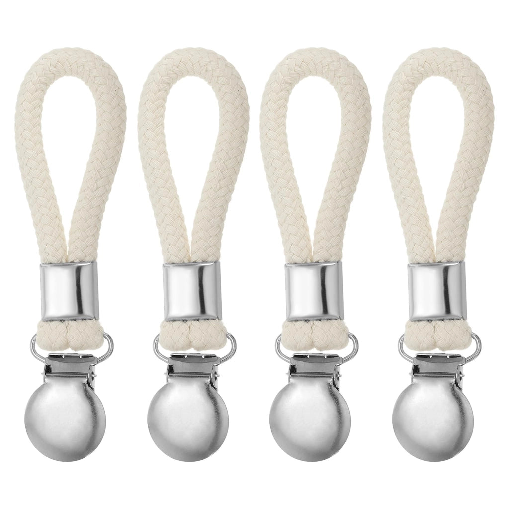 4 graffette metalliche per asciugamani da cucina, color beige, 12 x 2,5 cm