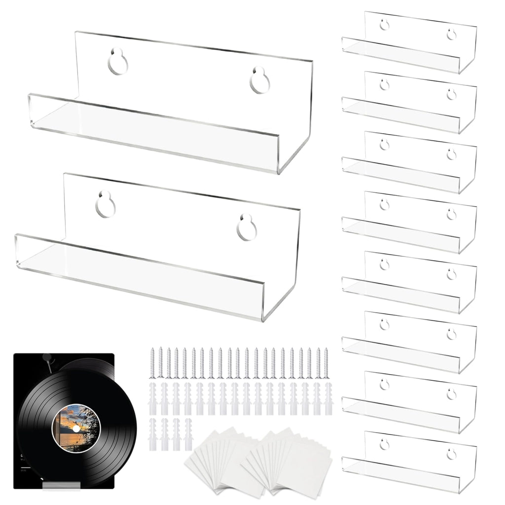 Set di 10 supporti per dischi in vinile in acrilico trasparente