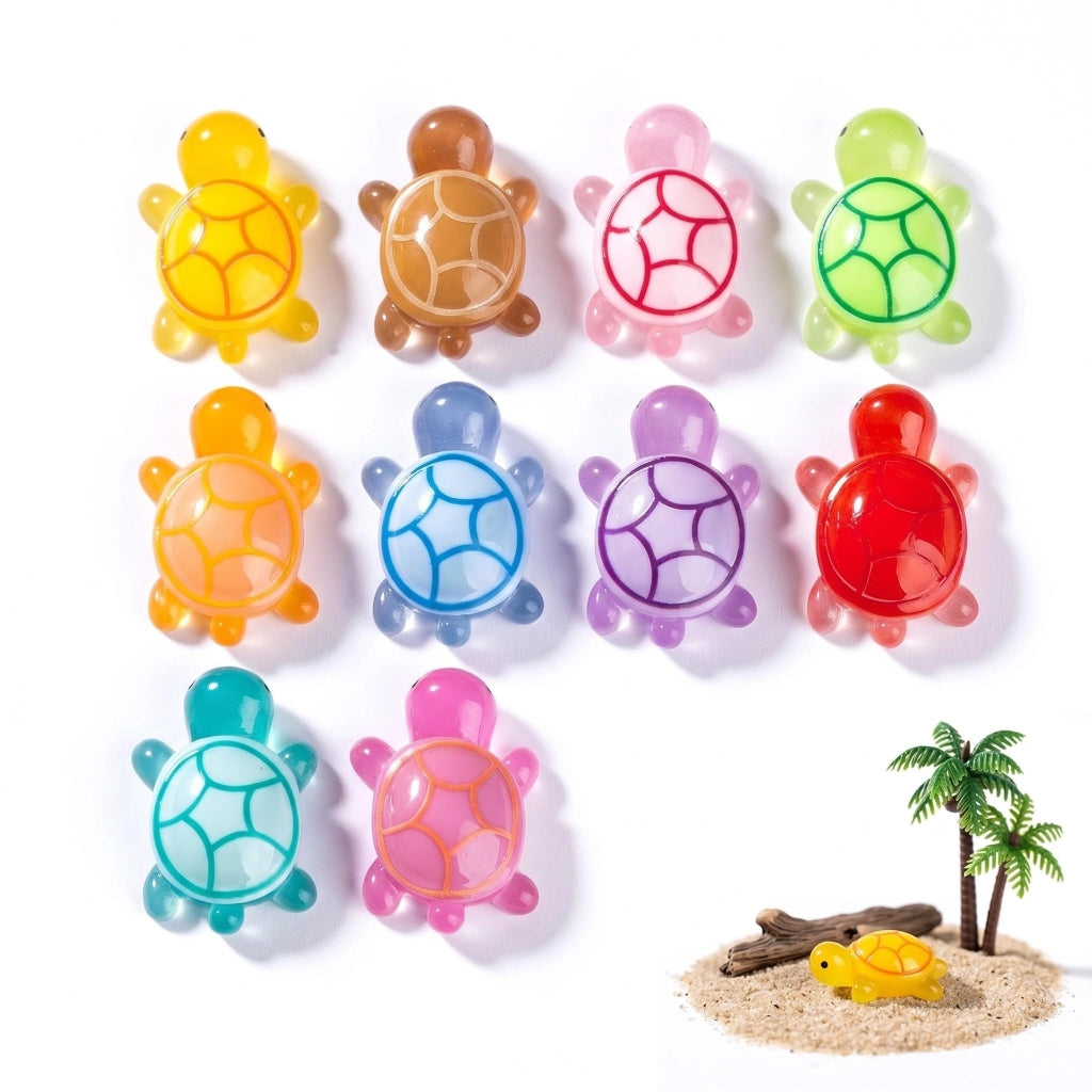 Miniature tartarughe in resina, 10 pezzi, colorate, 4,5 x 1,5 cm