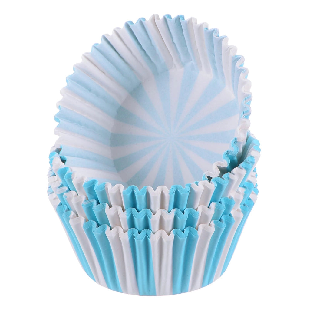 100 stampini per cupcake, standard, antiaderenti, a righe blu