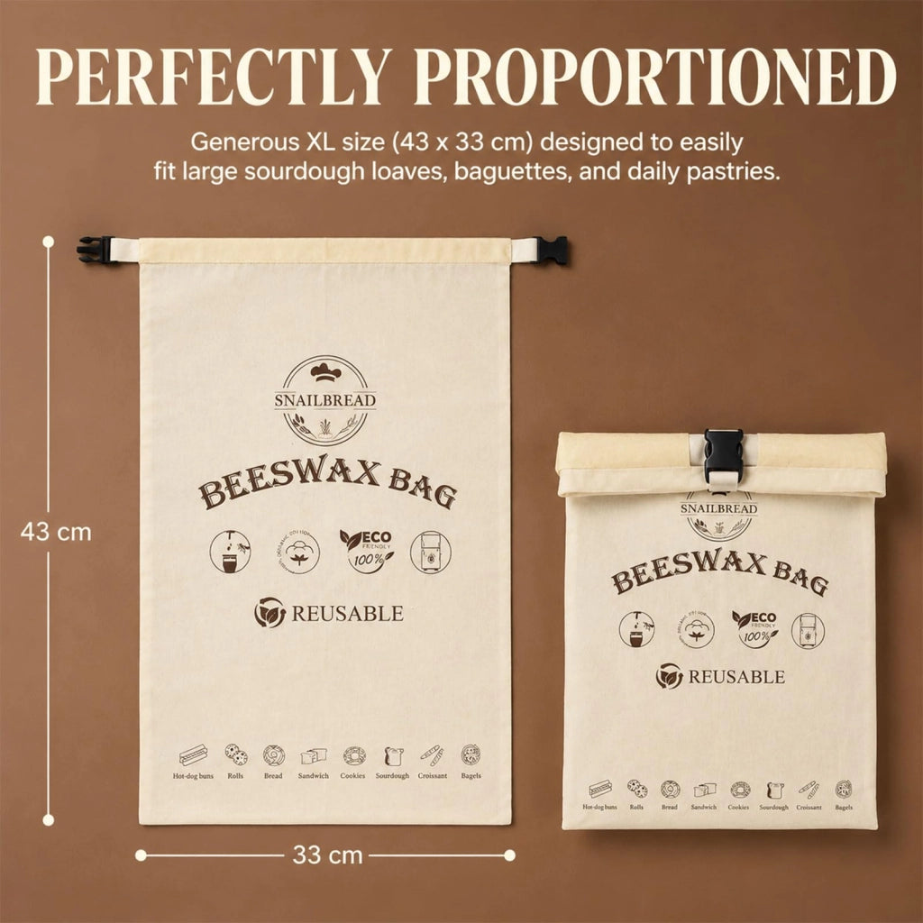 Sacchetti per alimenti in cera d'api, formato XL (43x33 cm), confezione da 2, riutilizzabili