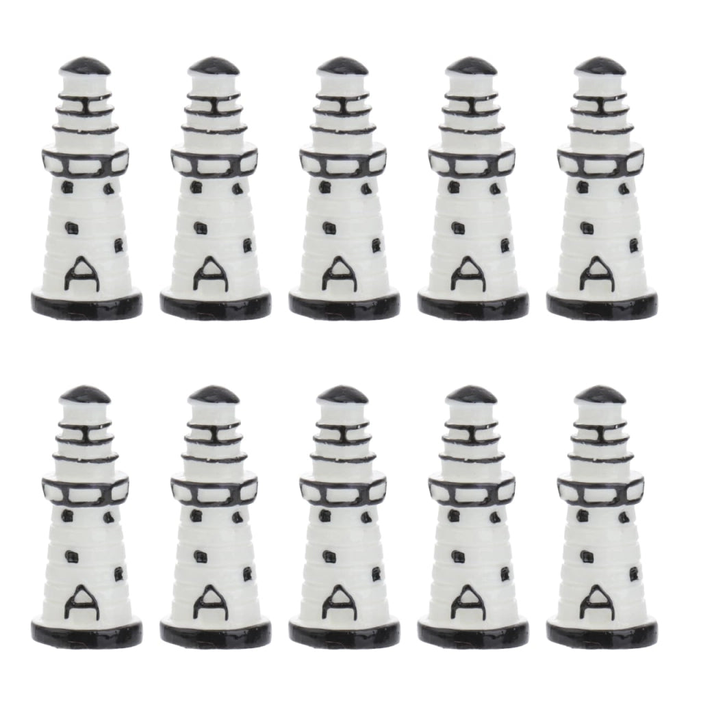 10 mini-fari in resina, ideali per creare paesaggi in miniatura, decorazioni per il giardino o per la tavola