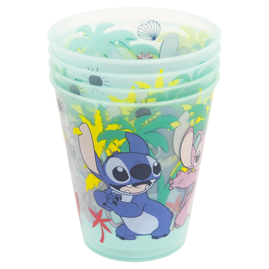 Set di 4 bicchieri per bambini Stitch, capacità 285 ml – senza BPA, resistenti agli urti