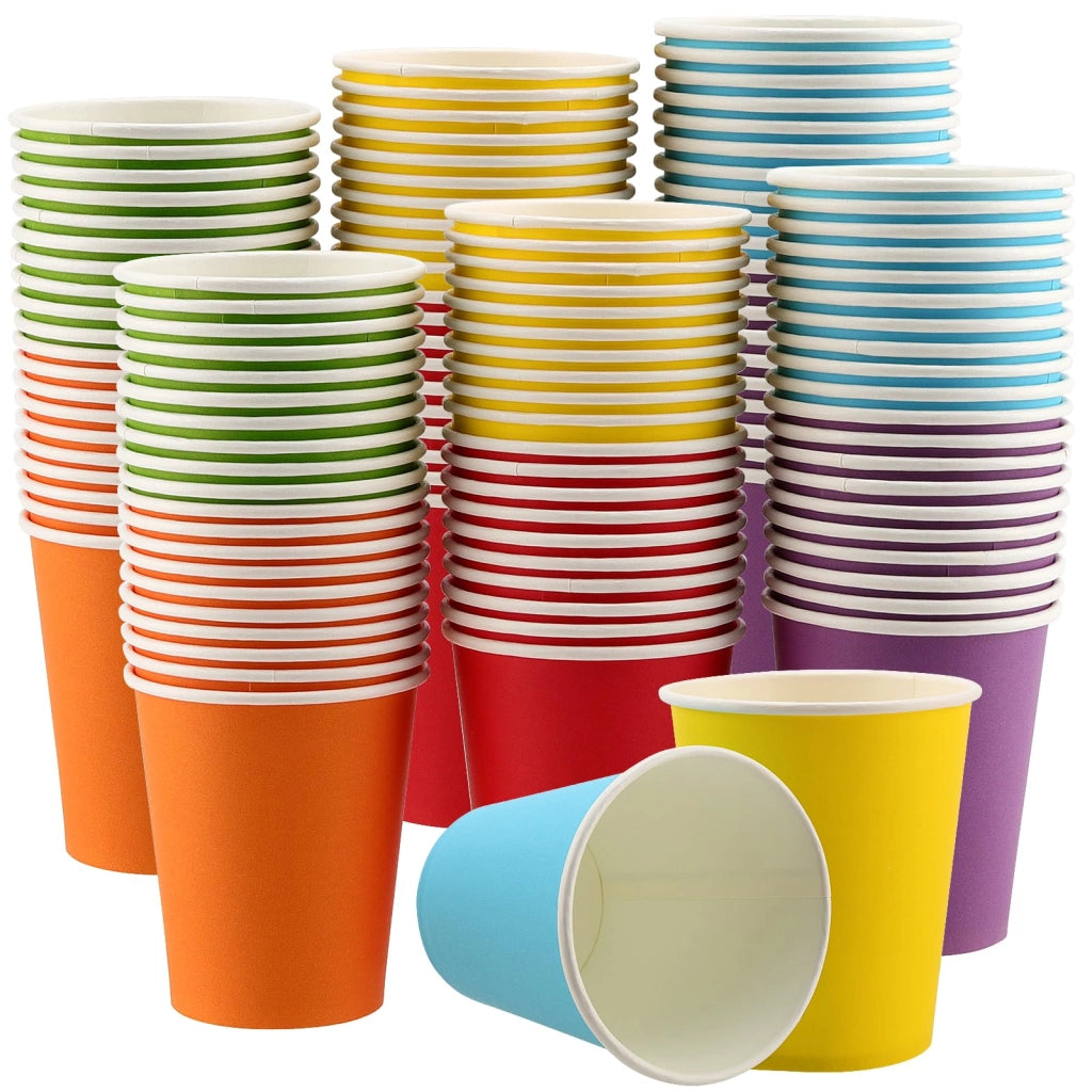 Bicchieri di carta da 250 ml, confezione da 60 pezzi, colorati, 6 colori, ideali per feste e progetti fai-da-te