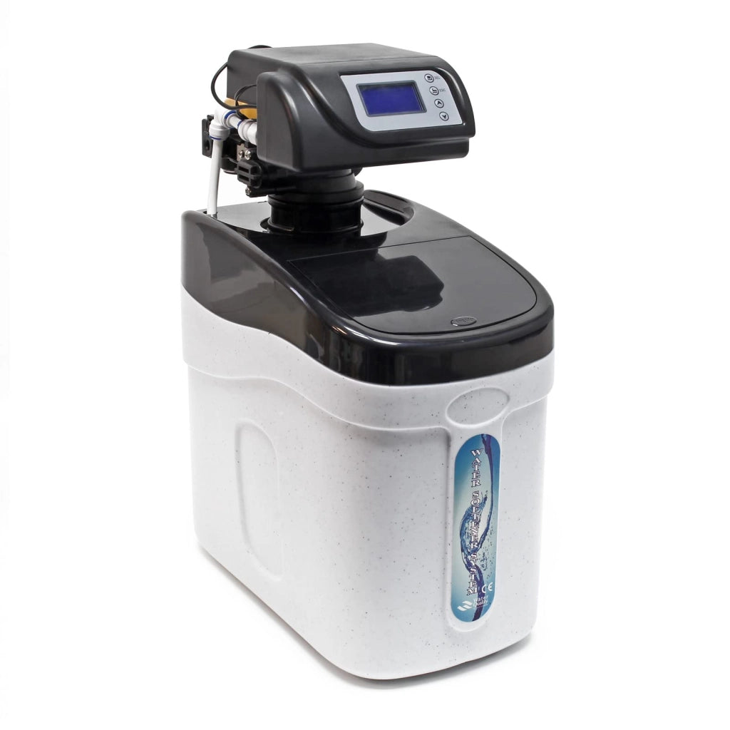 Addolcitore d'acqua da 800 litri/ora, con tecnologia di scambio ionico, dotato di un serbatoio di sale da 12 kg