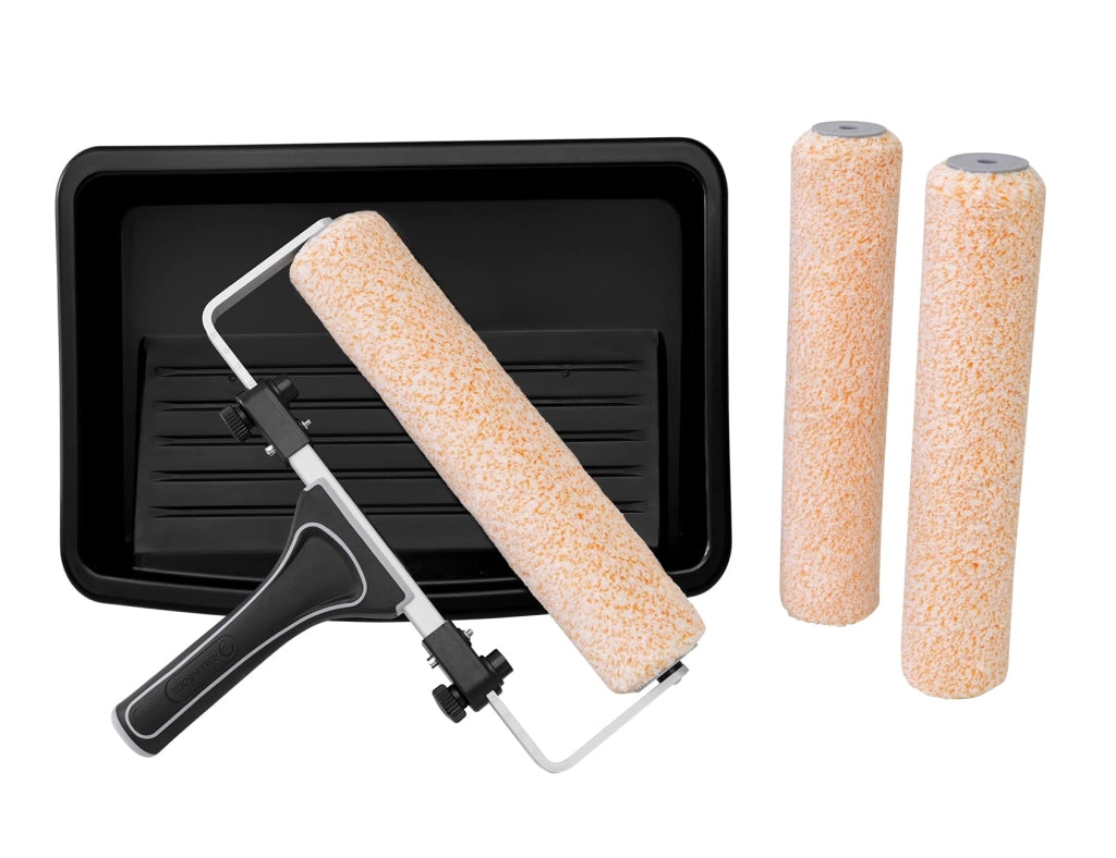 Set rulli regolabili 30,5 cm – 3 rivestimenti in microfibra, vaschetta in plastica per casa e progetti fai-da-te (5 pezzi)