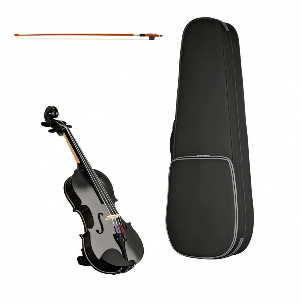 Set violino 4/4 nero per principianti con custodia e accessori