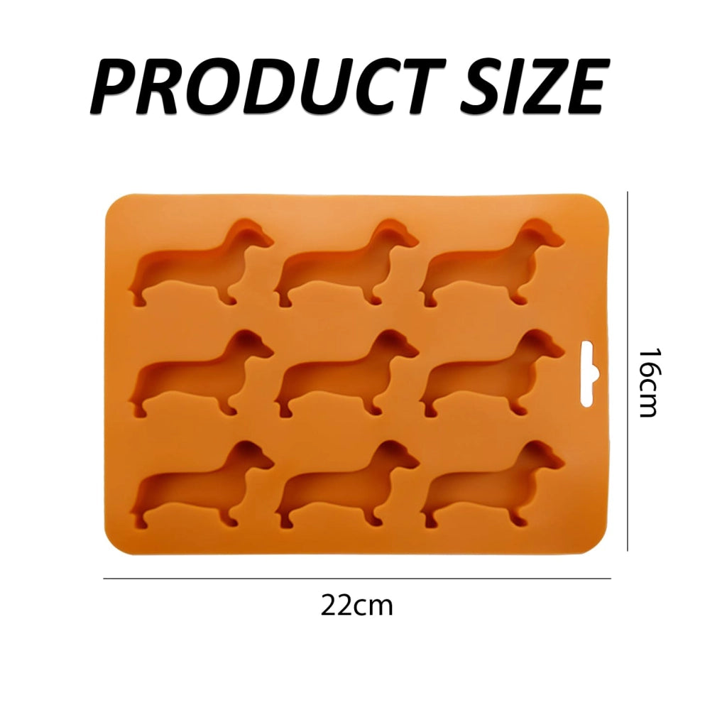 Stampo in silicone a forma di bassotto, 16 x 22 cm, arancione, riutilizzabile
