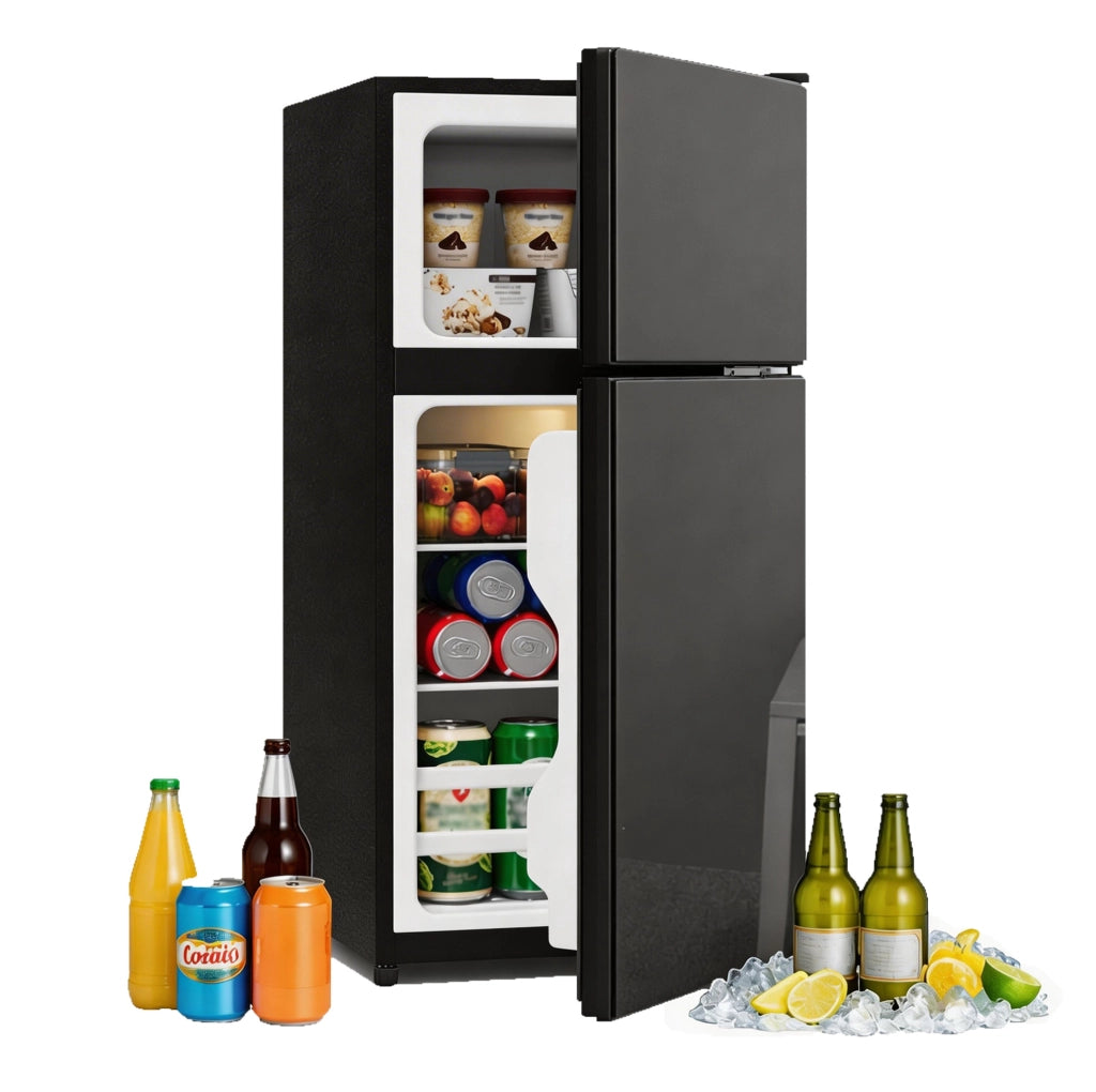 Mini frigorifero 60 L con congelatore 22 L, LED, nero