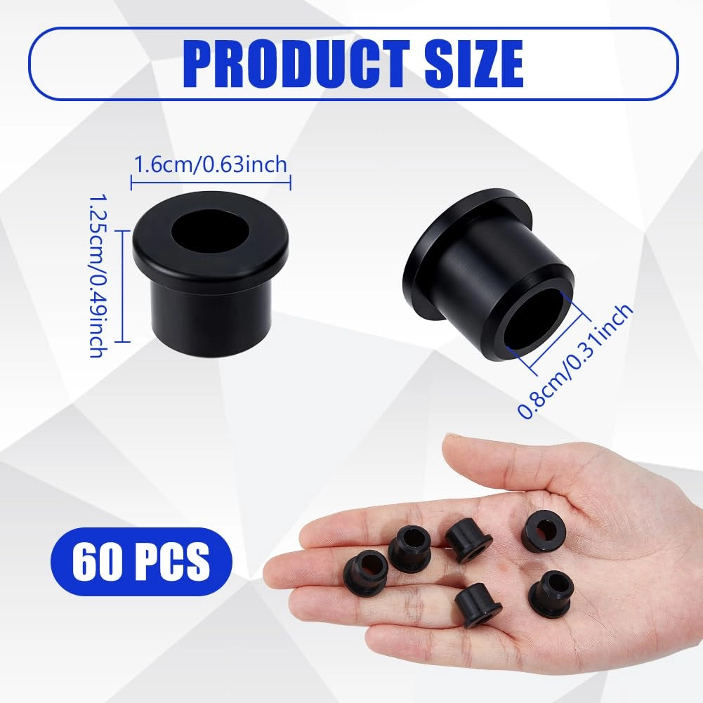 Boccole a flangia in silicone, 60 pezzi, dimensioni 16x8x12,5 mm, colore nero