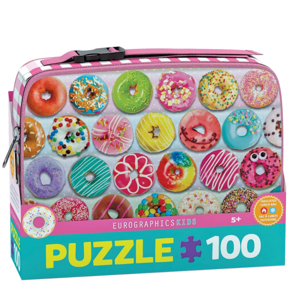 Lunchbox con puzzle da 104 pezzi, decorata con motivi di dolci, dimensioni 26x21x8,25 cm