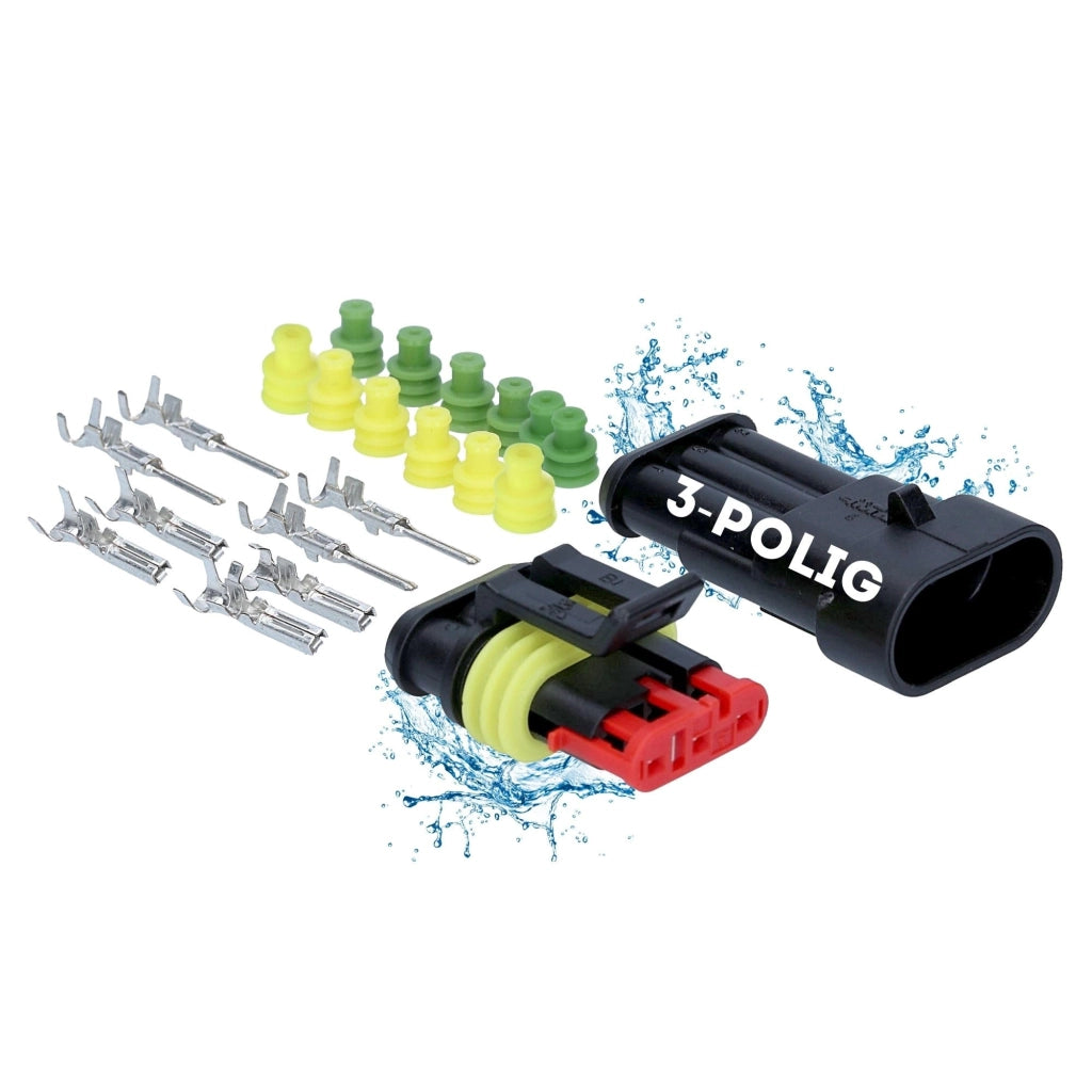 Set di connettori AMP Superseal, 3 poli, grado di protezione IP67, 24V, sezione del cavo 1,5 mm², impermeabile