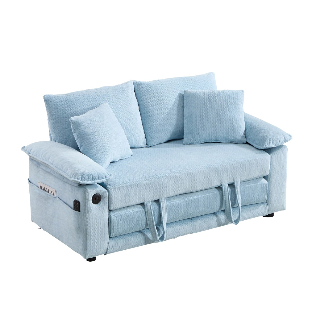 Poltrona monoposto in ciniglia blu con cuscini per testa e zona lombare