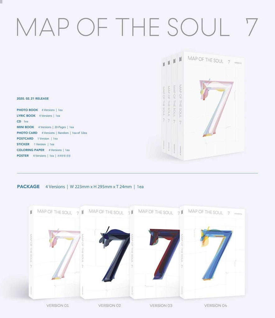 Map of The Soul: 7 Album + Poster pieghevole + Set extra fotocarte (Versione 2)