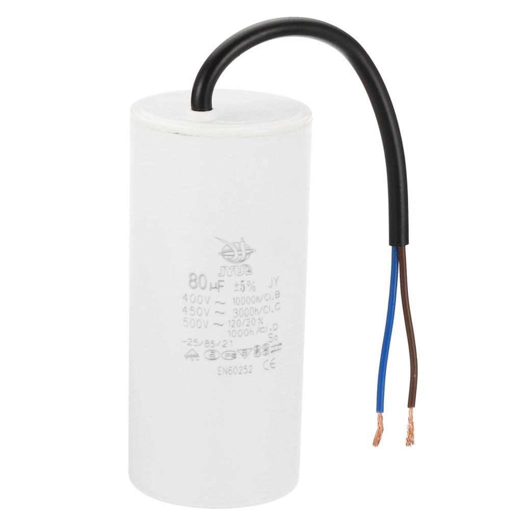 Condensatore CBB60, capacità 80 µF, tensione AC 450 V, 2 fili, dimensioni 120x54 mm
