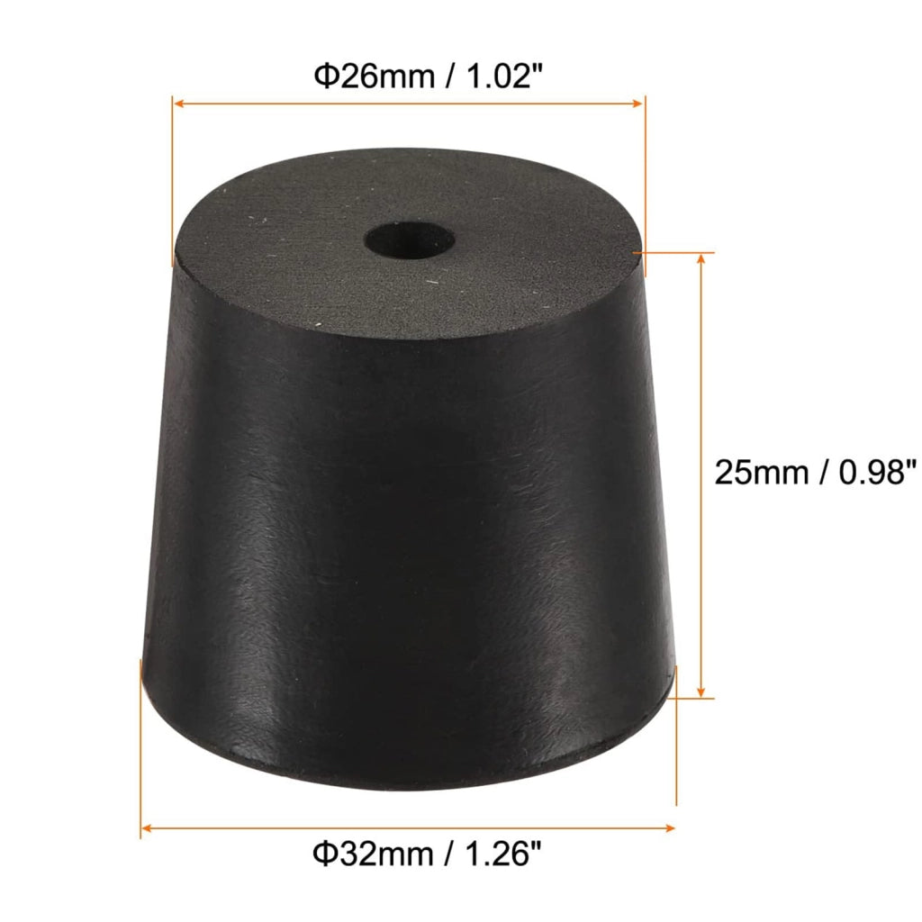 Tappi in gomma da 26–32 mm con foro, confezione da 5 pezzi, colore nero