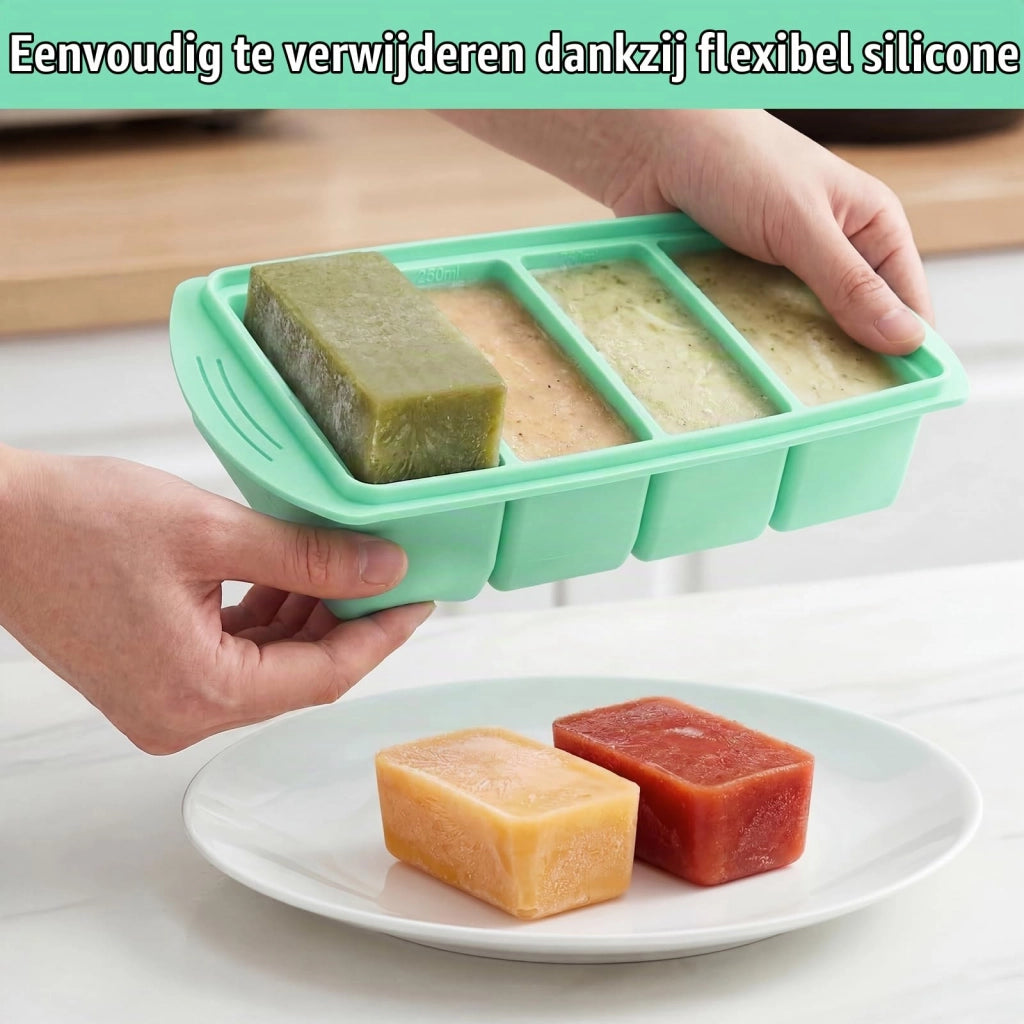 Set di stampi in silicone per congelatore, 2+4 scomparti, capacità da 125 a 500 ml, senza BPA, colore verde