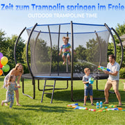 Trampolino rotondo da esterno 12 piedi con rete di sicurezza, nero e blu
