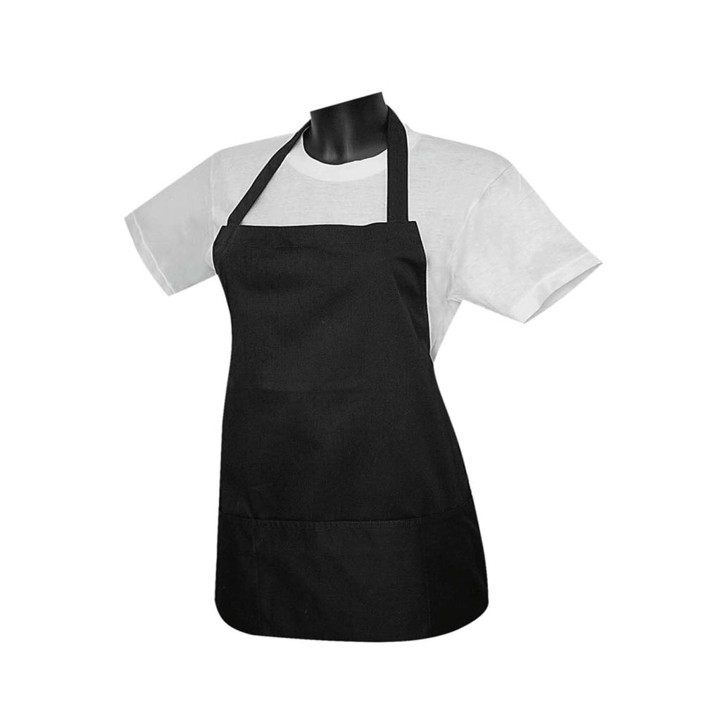 Grembiule con grembiulino anteriore, colore nero, confezione singola, realizzato in un mix di poliestere e cotone