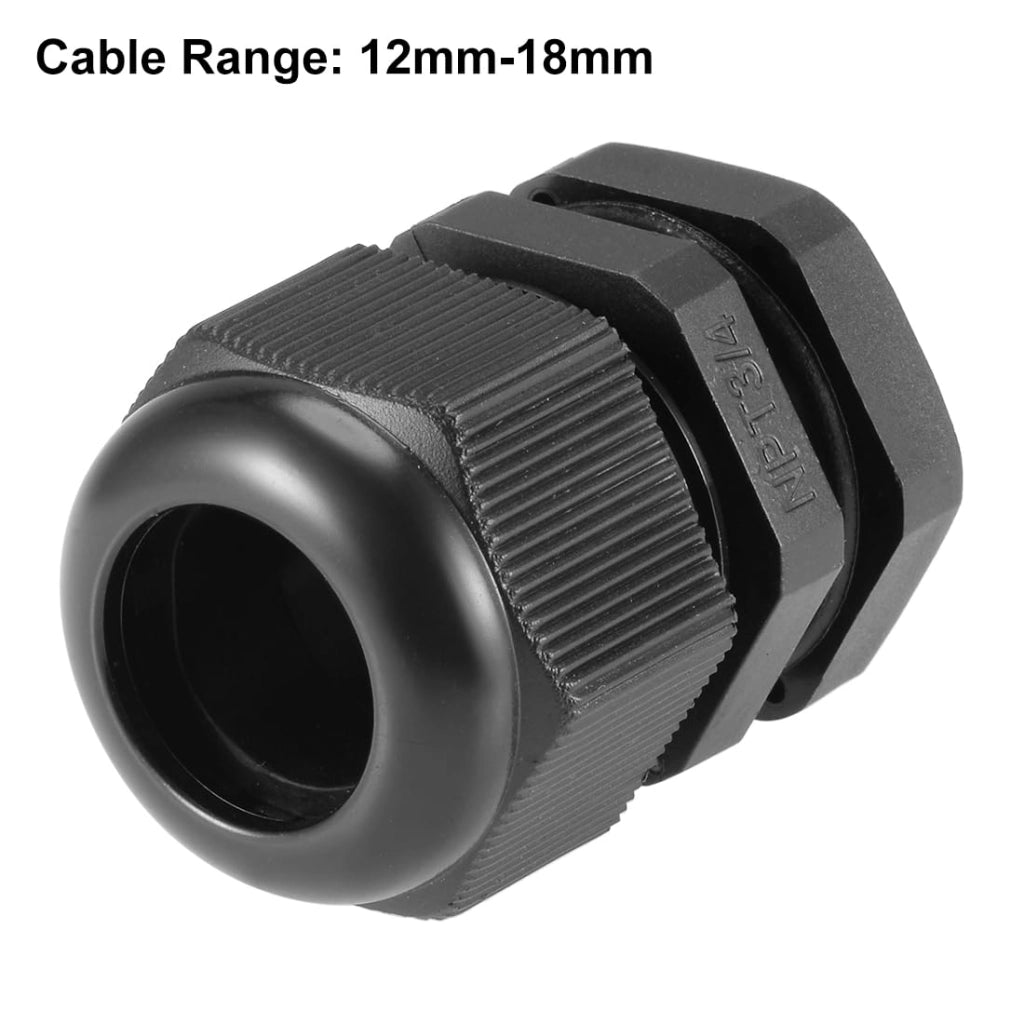 Raccordi per cavi NPT3/4, confezione da 5 pezzi, da 12 a 18 mm, impermeabili, colore nero