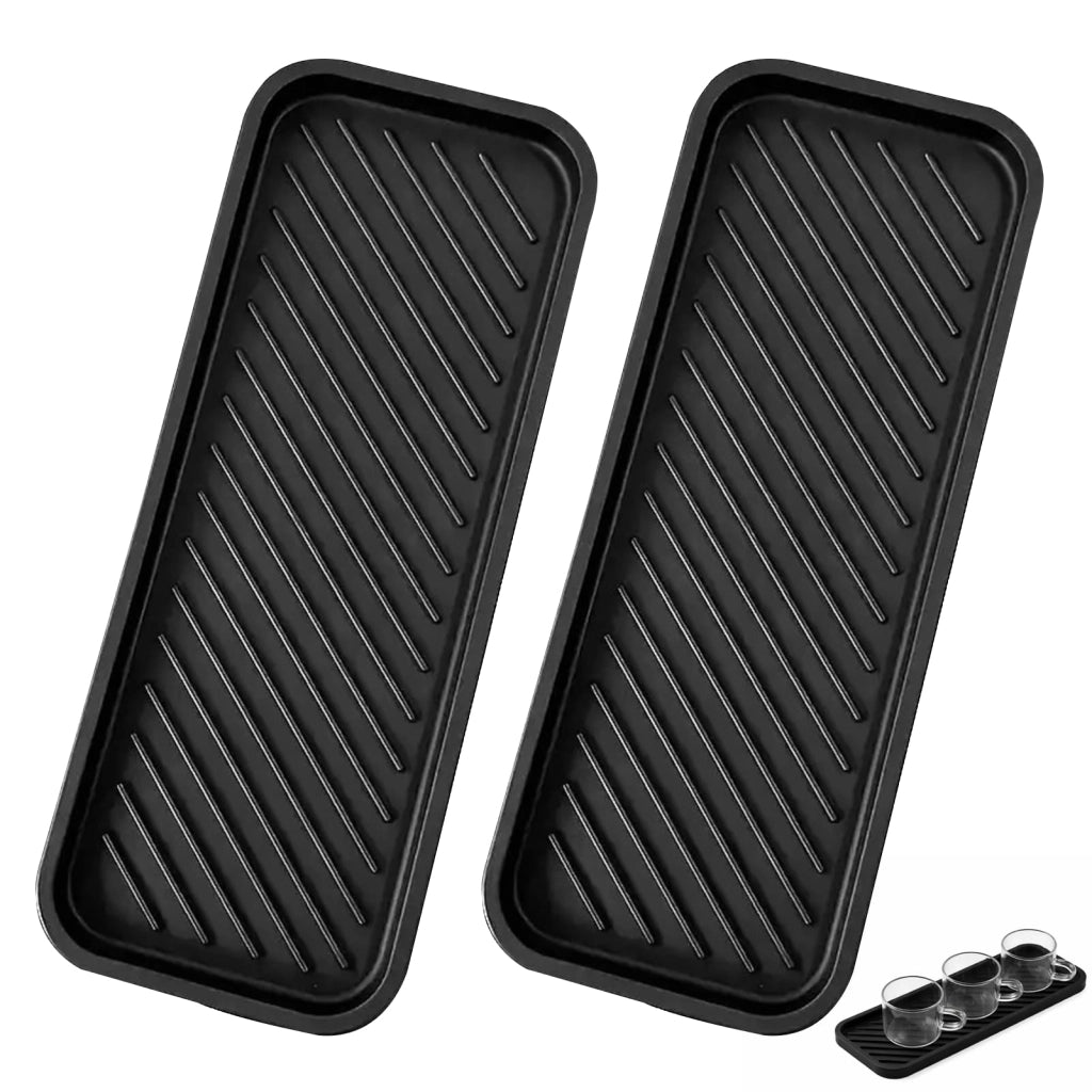 Sottopiatto in silicone per lavello, set da 2, 23x9 cm, colore nero