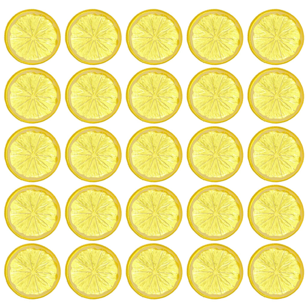 25 fette di limone in plastica gialla, di dimensioni 4 cm, per decorazioni