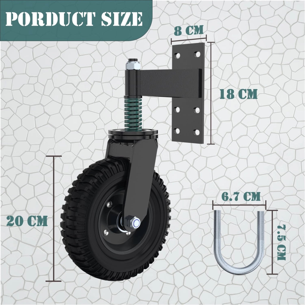 Ruota per cancello 20 cm x 2 per tubi metallici, carico massimo singolo 275 kg, molla rotante a 360 gradi, ruote pivotanti Heavy-Duty ammortizzate con viti e chiave inglese