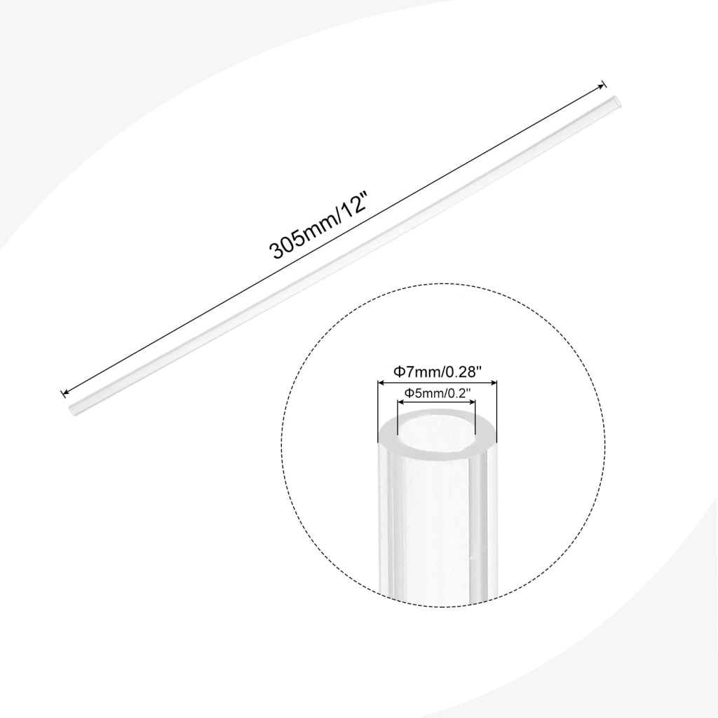 Tubo trasparente in acrilico, rotondo, 5x7 mm, 305 mm, per lampade e sistemi di raffreddamento