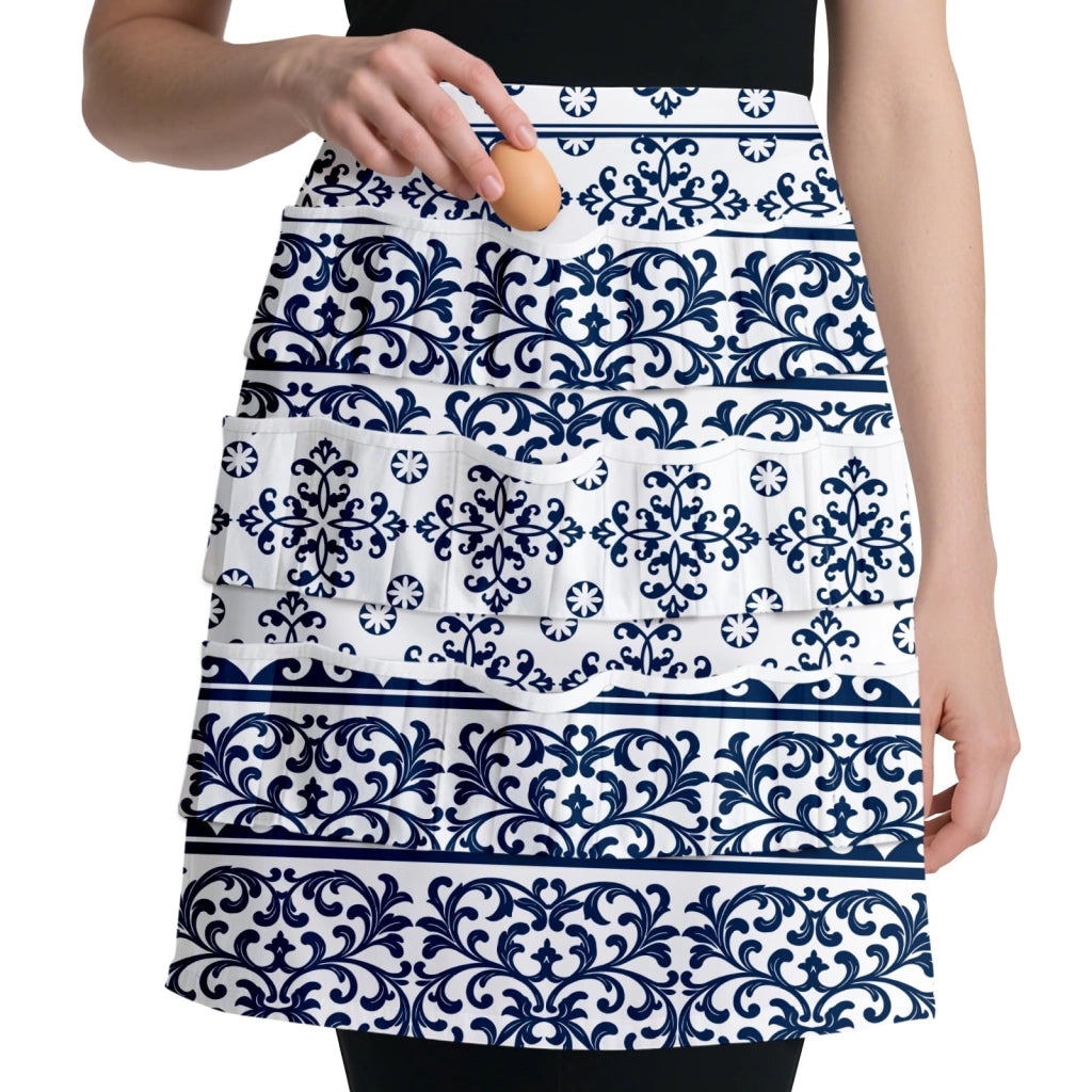 Grembiule da raccolta delle uova con 18 tasche, dimensioni 55x60 cm, in poliestere, colore blu e bianco