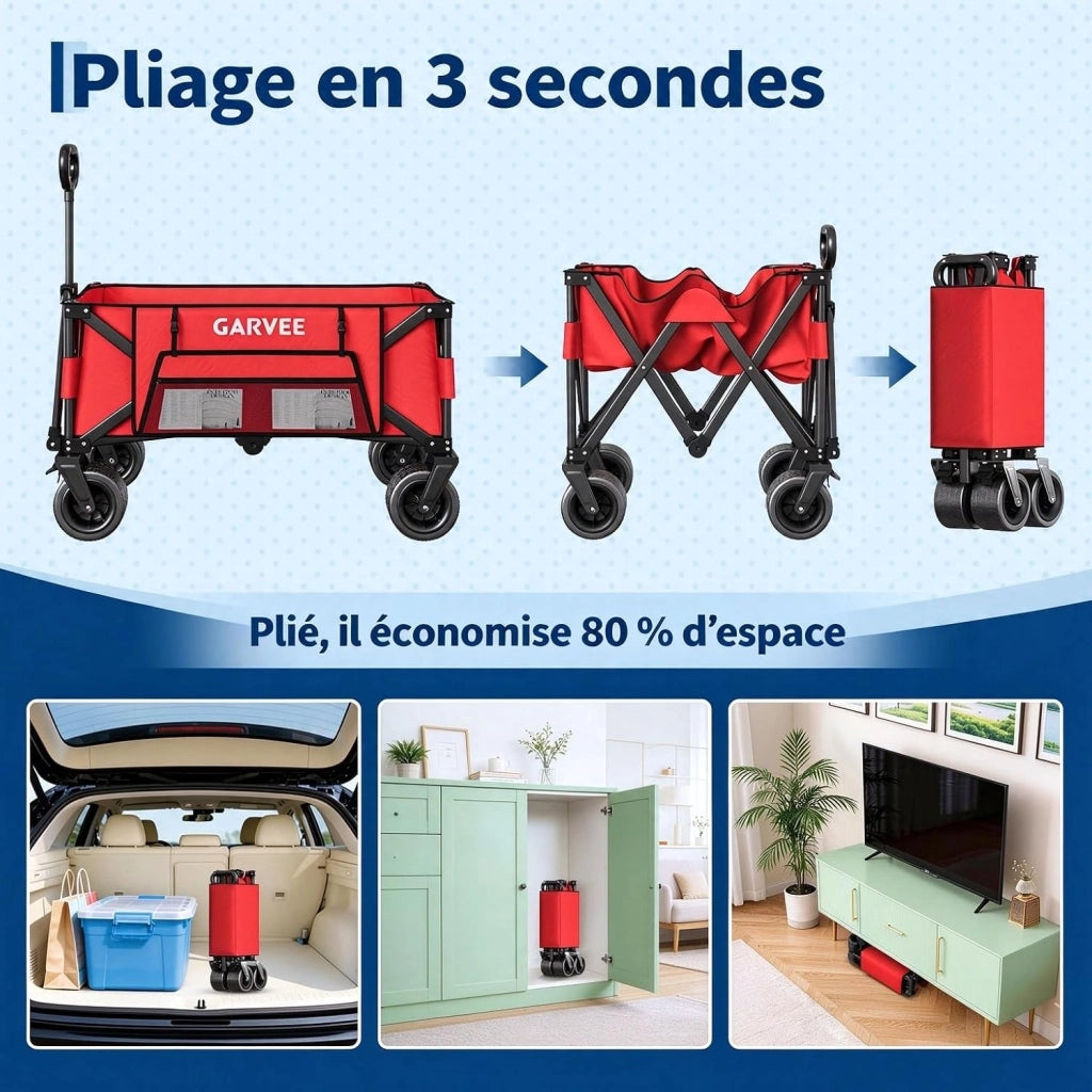 Carrello da campeggio pieghevole; carrello di trasporto; 20 cm; rosso