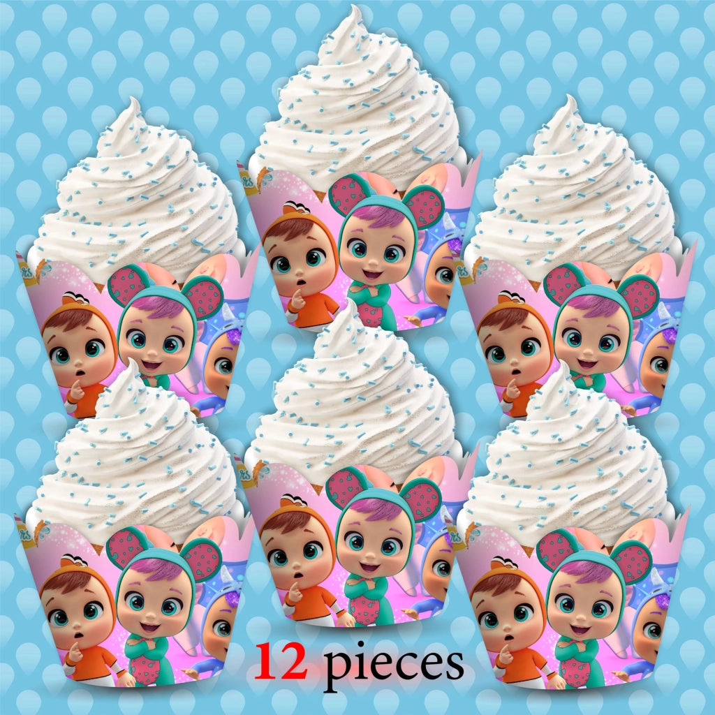 Confezioni per cupcake a tema "Bambine", motivo di 7,9 cm, confezione da 10 pezzi, decorazione