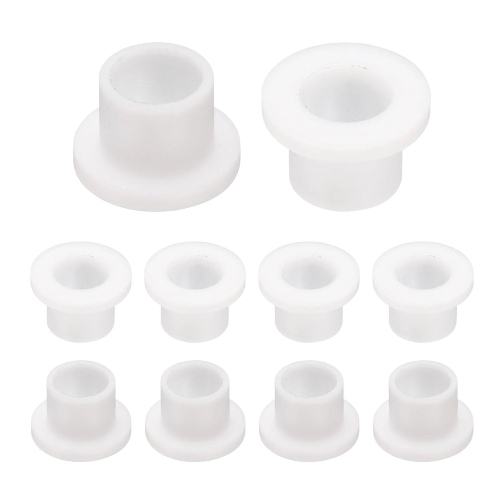10 boccole a flangia in nylon, diametro interno 8,2 mm x diametro esterno 10,2 mm, lunghezza 9,5 mm, colore bianco